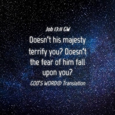 Picture 04 - Job 13:11 GW - Doesn’t his majesty terrify you? Doesn’t the - Bible Verse Picture
