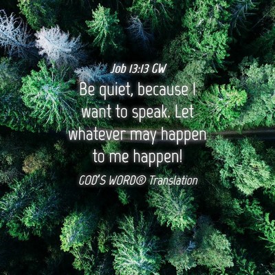 Picture 04 - Job 13:13 GW - Be quiet, because I want to speak. Let whatever - Bible Verse Picture