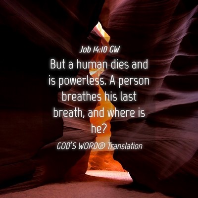 Picture 04 - Job 14:10 GW - But a human dies and is powerless. A person - Bible Verse Picture