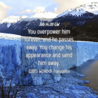 Picture 04 - Job 14:20 GW - You overpower him forever, and he passes away. - Bible Verse Picture