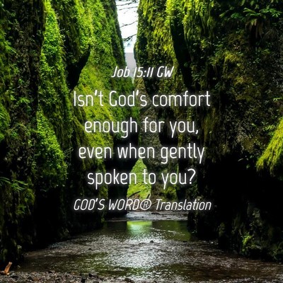Picture 04 - Job 15:11 GW - Isn’t God’s comfort enough for you, even when - Bible Verse Picture