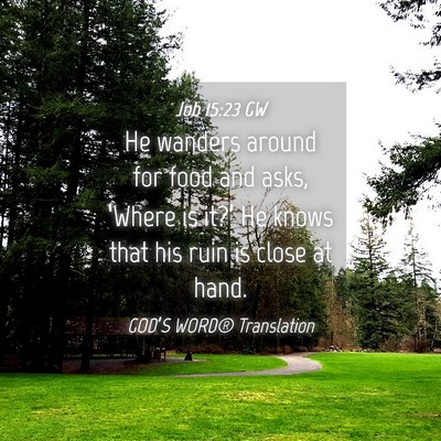 Picture 04 - Job 15:23 GW - He wanders around for food and asks, ‘Where is - Bible Verse Picture