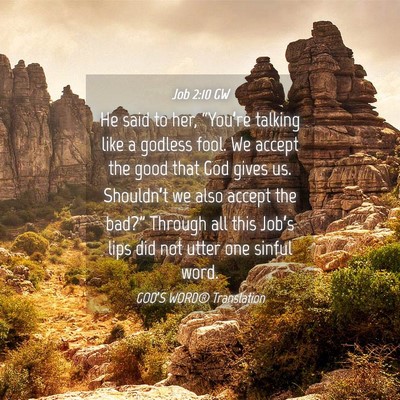 Picture 04 - Job 2:10 GW - He said to her, “You’re talking like a - Bible Verse Picture