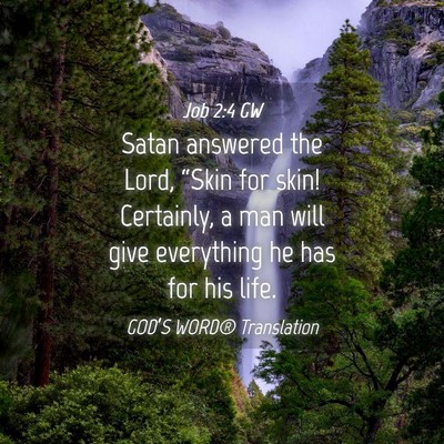 Picture 04 - Job 2:4 GW - Satan answered the Lord, “Skin for skin! - Bible Verse Picture