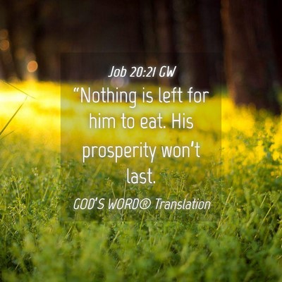 Picture 04 - Job 20:21 GW - “Nothing is left for him to eat. His prosperity - Bible Verse Picture