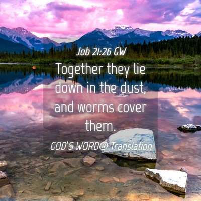 Picture 04 - Job 21:26 GW - Together they lie down in the dust, and worms - Bible Verse Picture
