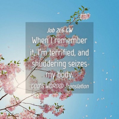 Picture 04 - Job 21:6 GW - When I remember it, I’m terrified, and - Bible Verse Picture