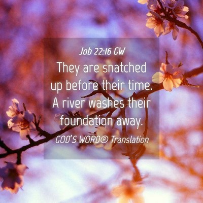 Picture 04 - Job 22:16 GW - They are snatched up before their time. A river - Bible Verse Picture
