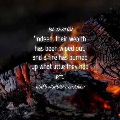 Picture 04 - Job 22:20 GW - ‘Indeed, their wealth has been wiped out, and a - Bible Verse Picture