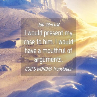 Picture 04 - Job 23:4 GW - I would present my case to him. I would have a - Bible Verse Picture