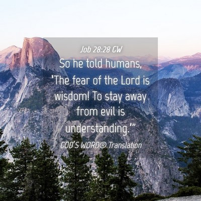 Picture 04 - Job 28:28 GW - So he told humans, ‘The fear of the Lord is - Bible Verse Picture