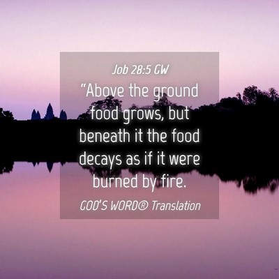 Picture 04 - Job 28:5 GW - “Above the ground food grows, but beneath it - Bible Verse Picture