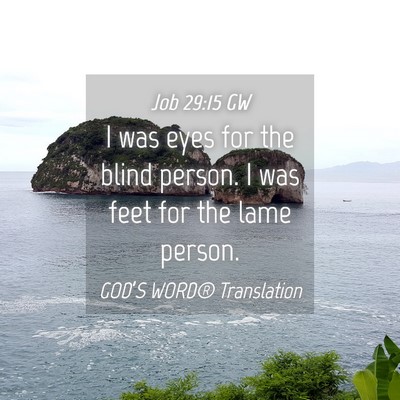 Picture 04 - Job 29:15 GW - I was eyes for the blind person. I was feet for - Bible Verse Picture