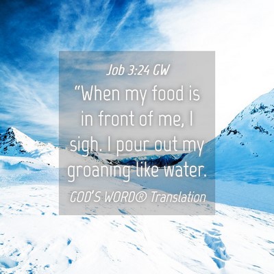 Picture 04 - Job 3:24 GW - “When my food is in front of me, I sigh. I pour - Bible Verse Picture
