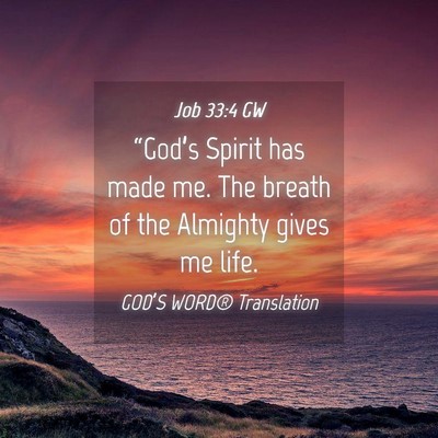 Picture 04 - Job 33:4 GW - “God’s Spirit has made me. The breath of the - Bible Verse Picture