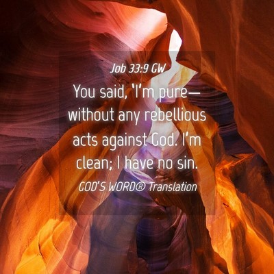 Picture 04 - Job 33:9 GW - You said, ‘I’m pure—without any rebellious - Bible Verse Picture