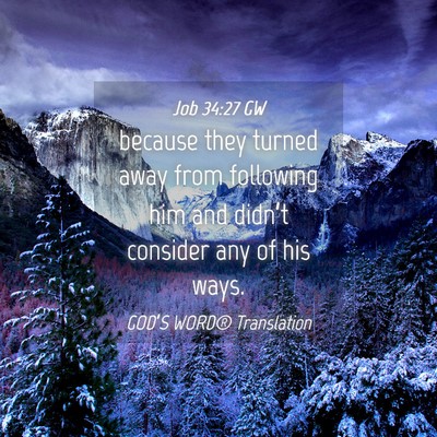 Picture 04 - Job 34:27 GW - because they turned away from following him and - Bible Verse Picture