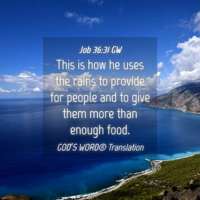 Picture 04 - Job 36:31 GW - This is how he uses the rains to provide for - Bible Verse Picture