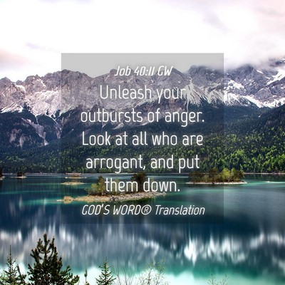 Picture 04 - Job 40:11 GW - Unleash your outbursts of anger. Look at all who - Bible Verse Picture