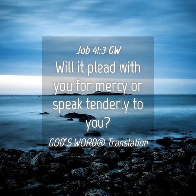 Picture 04 - Job 41:3 GW - Will it plead with you for mercy or speak - Bible Verse Picture