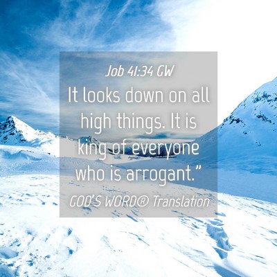 Picture 04 - Job 41:34 GW - It looks down on all high things. It is king of - Bible Verse Picture