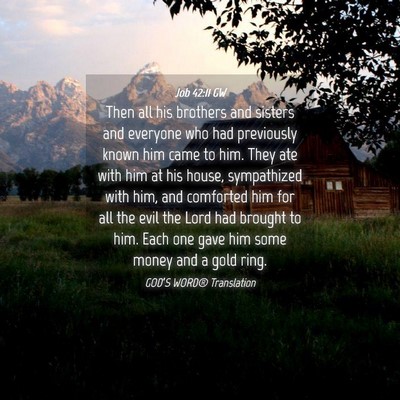 Picture 04 - Job 42:11 GW - Then all his brothers and sisters and everyone - Bible Verse Picture