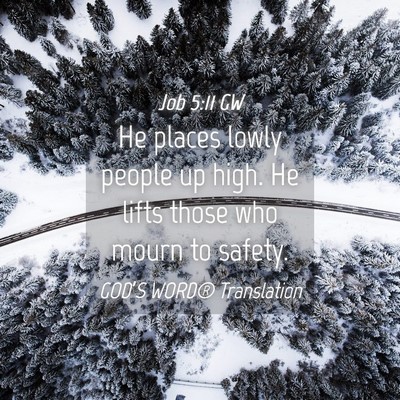 Picture 04 - Job 5:11 GW - He places lowly people up high. He lifts those - Bible Verse Picture