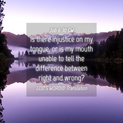 Picture 04 - Job 6:30 GW - Is there injustice on my tongue, or is my mouth - Bible Verse Picture