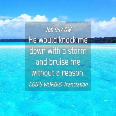 Picture 04 - Job 9:17 GW - He would knock me down with a storm and bruise me - Bible Verse Picture