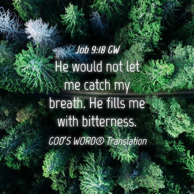 Picture 04 - Job 9:18 GW - He would not let me catch my breath. He fills me - Bible Verse Picture