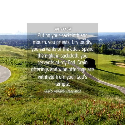 Picture 04 - Joel 1:13 GW - Put on your sackcloth and mourn, you priests. Cry - Bible Verse Picture