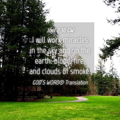 Picture 04 - Joel 2:30 GW - I will work miracles in the sky and on the earth: - Bible Verse Picture