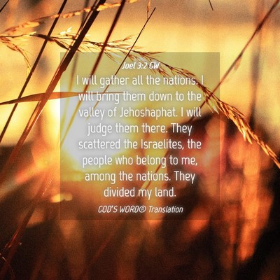 Picture 04 - Joel 3:2 GW - I will gather all the nations. I will bring them - Bible Verse Picture