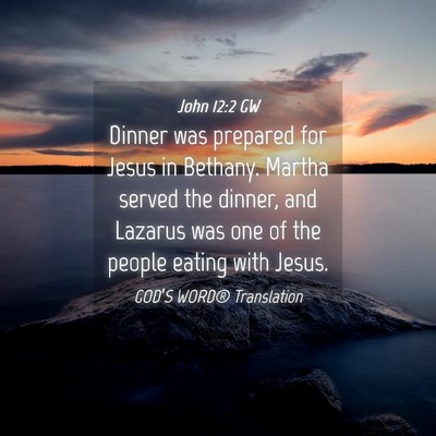 Picture 04 - John 12:2 GW - Dinner was prepared for Jesus in Bethany. Martha - Bible Verse Picture
