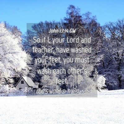 Picture 04 - John 13:14 GW - So if I, your Lord and teacher, have washed your - Bible Verse Picture