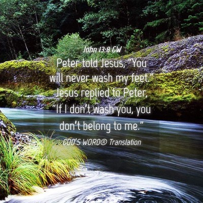 Picture 04 - John 13:8 GW - Peter told Jesus, “You will never wash my - Bible Verse Picture