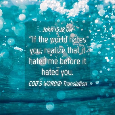 Picture 04 - John 15:18 GW - “If the world hates you, realize that it hated - Bible Verse Picture