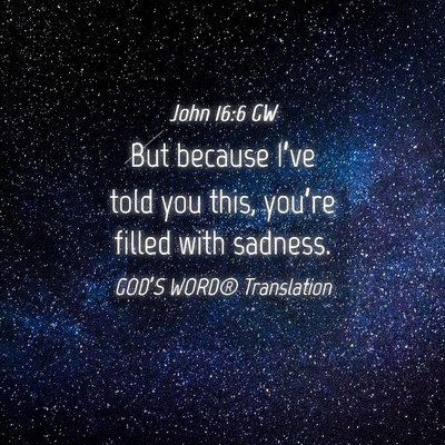 Picture 04 - John 16:6 GW - But because I’ve told you this, you’re filled - Bible Verse Picture
