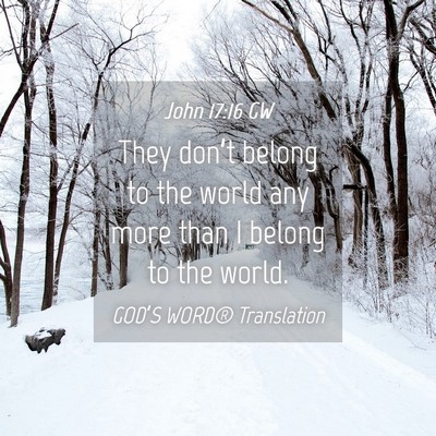 Picture 04 - John 17:16 GW - They don’t belong to the world any more than I - Bible Verse Picture