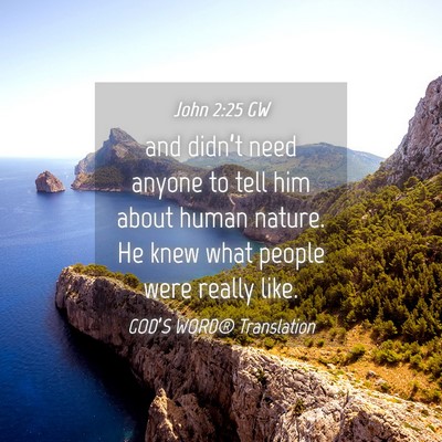 Picture 04 - John 2:25 GW - and didn’t need anyone to tell him about human - Bible Verse Picture