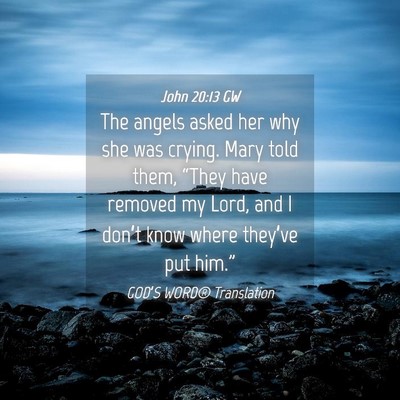 Picture 04 - John 20:13 GW - The angels asked her why she was crying. Mary - Bible Verse Picture