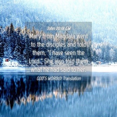 Picture 04 - John 20:18 GW - Mary from Magdala went to the disciples and told - Bible Verse Picture