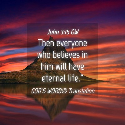 Picture 04 - John 3:15 GW - Then everyone who believes in him will have - Bible Verse Picture