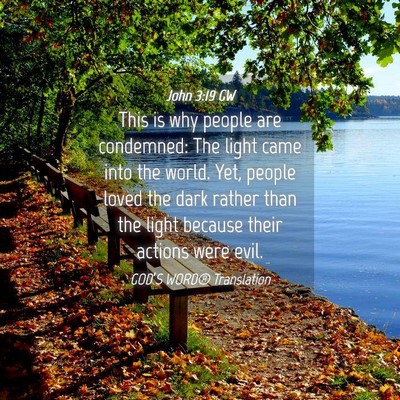 Picture 04 - John 3:19 GW - This is why people are condemned: The light came - Bible Verse Picture