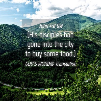 Picture 04 - John 4:8 GW - (His disciples had gone into the city to buy some - Bible Verse Picture
