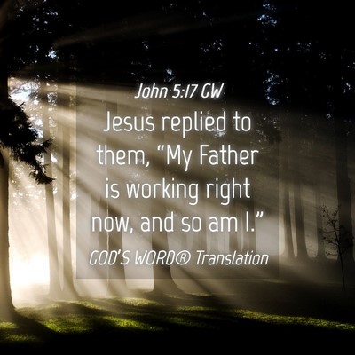 Picture 04 - John 5:17 GW - Jesus replied to them, “My Father is working - Bible Verse Picture