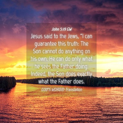 Picture 04 - John 5:19 GW - Jesus said to the Jews, “I can guarantee this - Bible Verse Picture