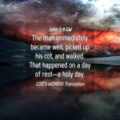 Picture 04 - John 5:9 GW - The man immediately became well, picked up his - Bible Verse Picture
