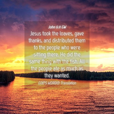 Picture 04 - John 6:11 GW - Jesus took the loaves, gave thanks, and - Bible Verse Picture
