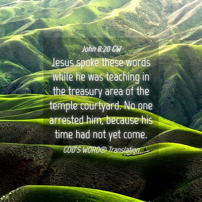 Picture 04 - John 8:20 GW - Jesus spoke these words while he was teaching in - Bible Verse Picture